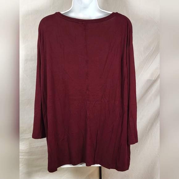 CATO Burgundy Scoop Neck Bracelet Sleeve Top - Size 22/24W - Picture 3 of 5